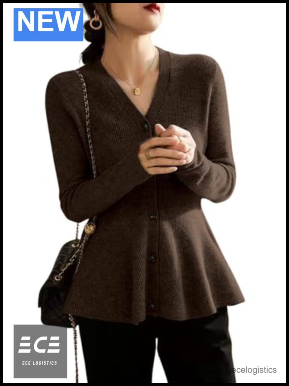 Women's Ribbed Knit Peplum Cardigan Button Down Business Casual Sweater